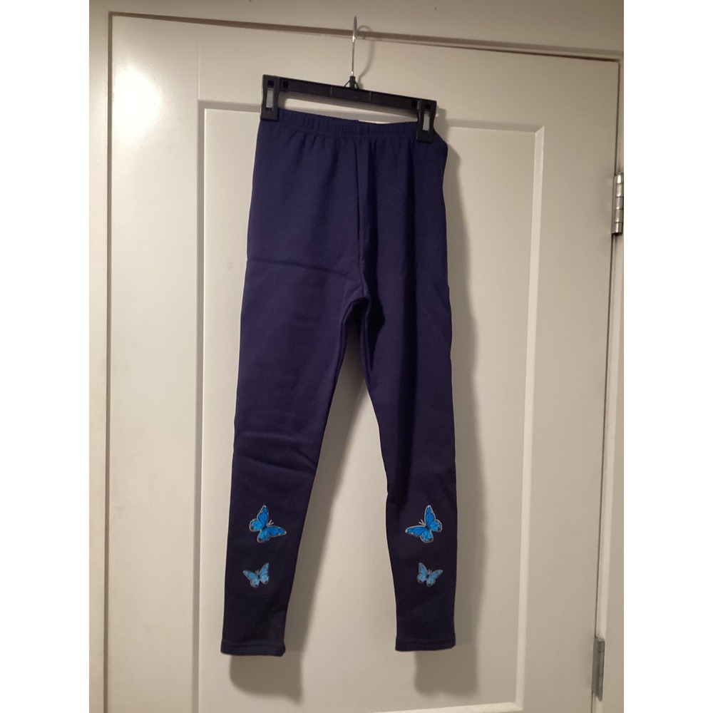 Resinta Girls Navy Blue Lined Butterfly Leggings Pants Size 8-9 Years‎ NEW